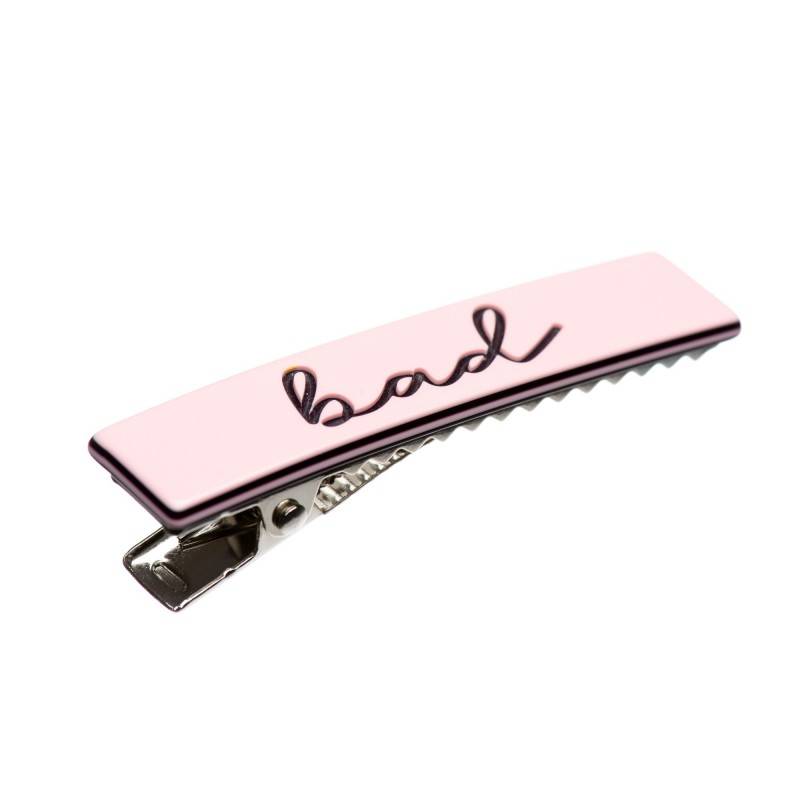 Medium size rectangular shape alligator hair clip in Pink and black Kosmart - 1