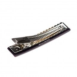 Medium size rectangular shape alligator hair clip in Pink and black Kosmart - 2