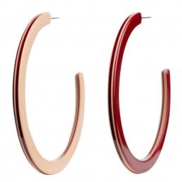 Very large size round shape titanium earrings in Bordeaux and nude, 2 pcs. Kosmart - 1