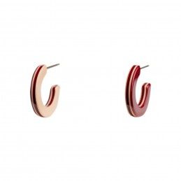 Small size round shape titanium earrings in Bordeaux and nude, 2 pcs. Kosmart - 1