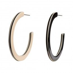 Large size round shape titanium earrings in Ivory and black, 2pcs. Kosmart - 1