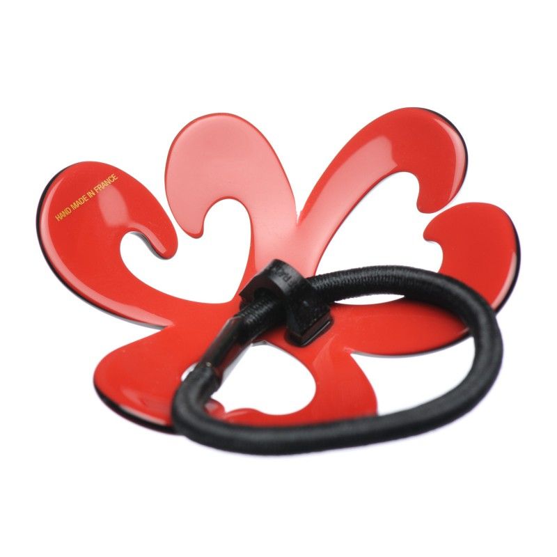 Medium size special ornament hair elastic with decoration in Black and malboro red Kosmart - 1