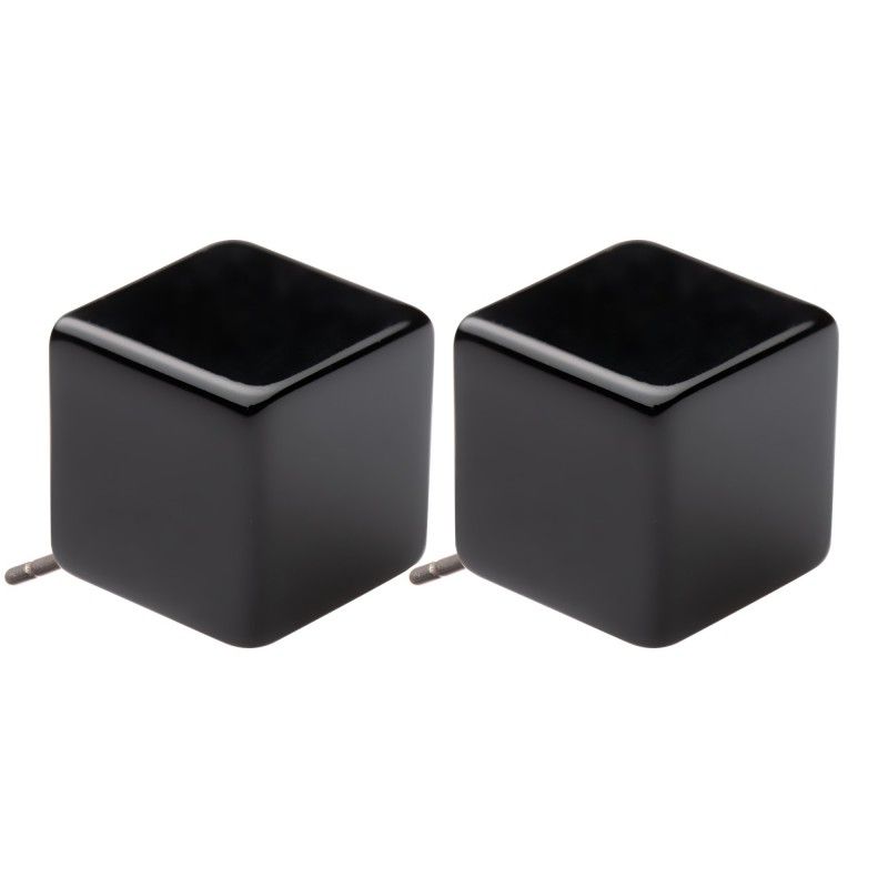 Large size cube shape titanium earrings in Black, 2 pcs. Kosmart - 1
