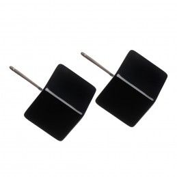 Large size cube shape titanium earrings in Black, 2 pcs. Kosmart - 2
