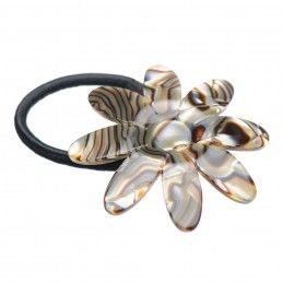 Medium size flower shape hair elastic with decoration in Onyx Kosmart - 2