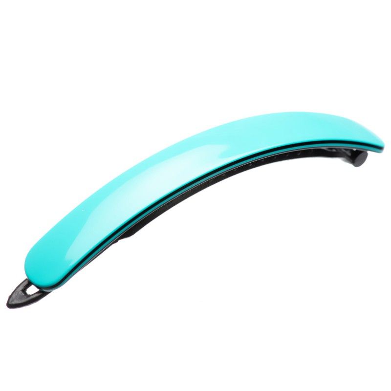 Medium size rectangular shape hair barrette in Turquoise and Black Kosmart - 1