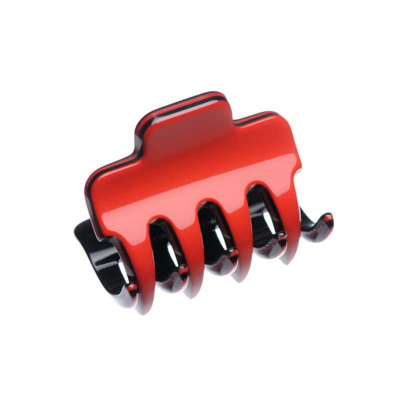 Very small size regular shape Hair claw clip in Marlboro red and black Kosmart - 1