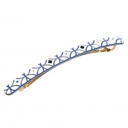 Large size long and skinny shape hair barrette in White and Blue Kosmart - 1