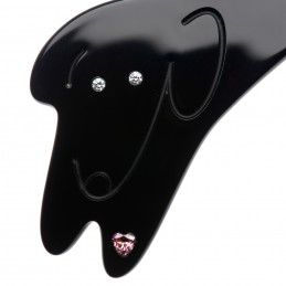 Large size dog shape hair barrette in Black Kosmart - 3