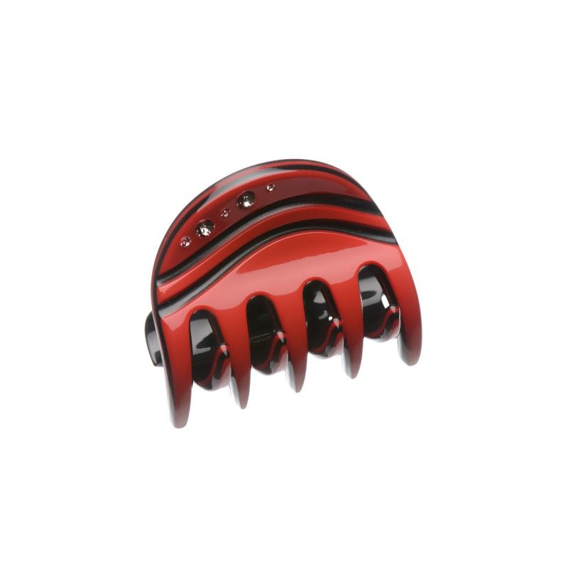 Very small size regular shape hair claw clip in Red and Black Kosmart - 1