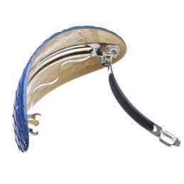Extra large size oval shape Hair barrette in Fluo electric blue and gold Kosmart - 2