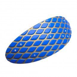Very large size oval shape Hair barrette in Fluo electric blue and gold Kosmart - 1