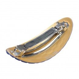 Very large size oval shape Hair barrette in Fluo electric blue and gold Kosmart - 2