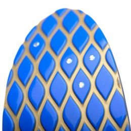 Very large size oval shape Hair barrette in Fluo electric blue and gold Kosmart - 4