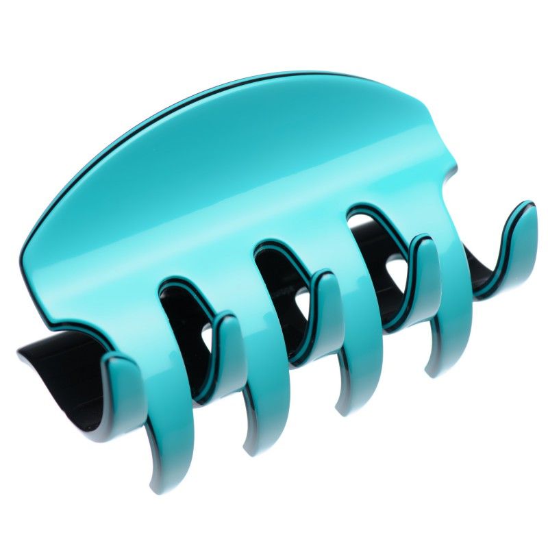 Large size regular shape Hair jaw clip in Turquoise and black Kosmart - 1