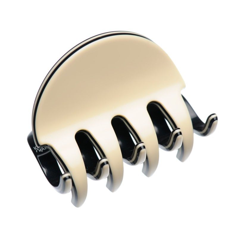 Medium size regular shape Hair jaw clip in Ivory and black Kosmart - 1