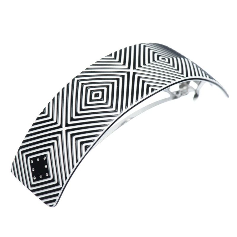 Very large size rectangular shape Hair barrette in Black and white Kosmart - 1