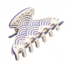 Medium size regular shape Hair jaw clip in Ivory and violet Kosmart - 1
