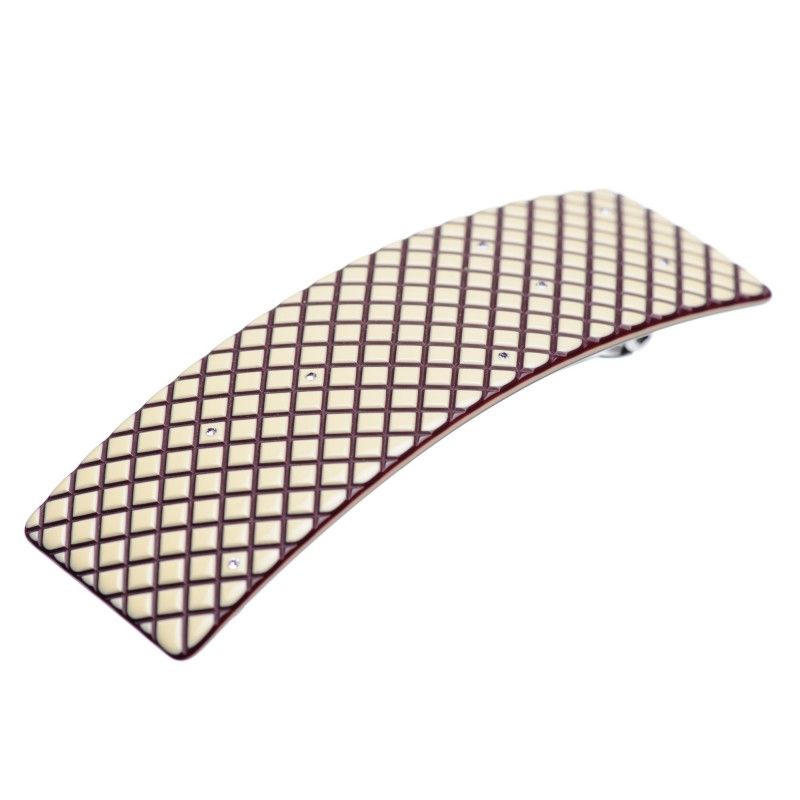 Medium size rectangular shape Hair barrette in Ivory and violet Kosmart - 1