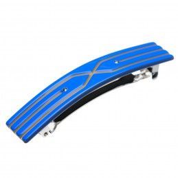 Medium size rectangular shape Hair barrette in Fluo electric blue and gold Kosmart - 1