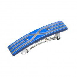Small size rectangular shape Hair clip in Fluo electric blue and gold Kosmart - 1