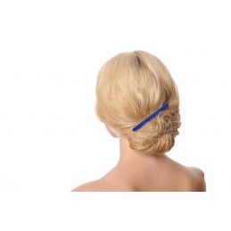 Medium size long and skinny shape Hair barrette in Blue and white Kosmart - 3