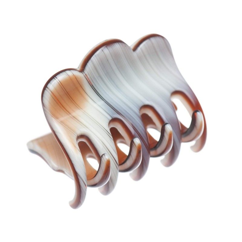 Very small size regular shape Hair jaw clip in Chocolate horn Kosmart - 1